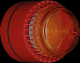 FLSVALRSSW Flashni, red, yellow lens, shallow base, 24 V DC