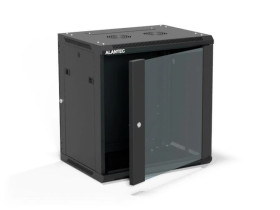 Szafa rack wisząca 19 cali 12U 600x450, drzwi szklane, tył i osłony boczne demontowalne, ZŁOŻONA kolor czarny ALANTEC