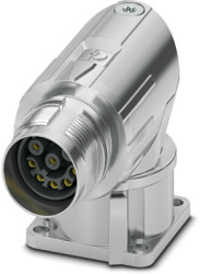 Surface mount socket, M17, 8 pole, crimp connection, standard/ONECLICK quick locking system, angled, 1628526