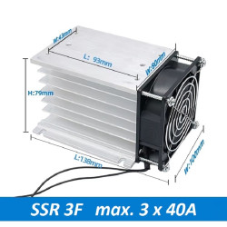 Radiator do przekaźników 3F SSR 3x40A + wentylator