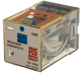 Przekaźnik mocy 12V dc 3PDT RS PRO 300W, Wciskane Wciskane