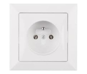 Opal Gniazdo wtyczkowe pojedyncze 2P+Z z zabezpieczeniem przeciwprzepięciowym kolor biały GPT-16Z Op BI
