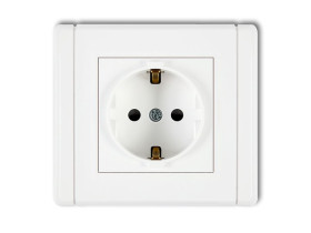 FLEXI Gniazdo pojedyncze z uziemieniem schuko (przesłony torów prądowych) biały FGP-1sp KARLIK