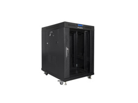 SZAFA INSTALACYJNA RACK STOJĄCA 19 15U 600X800 CZARNA DRZWI SZKLANE LCD LANBERG (FLAT PACK)