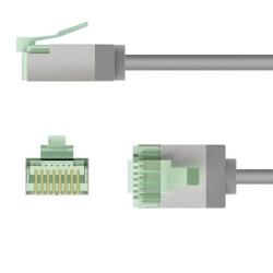 Patchcord kat.8.1-0500 U/FTP SLIM LSZH-TPE szary /5m/ 74349