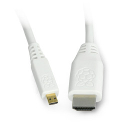 Przewód microHDMI - HDMI T7689AX - oryginalny do Raspberry Pi 4/5 - 1m - biały