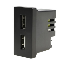 Moduł 1/2 - ładowarka USB 2.4A, 2x USB - czarny - kompatybilny z ramkami Tawoia Glass