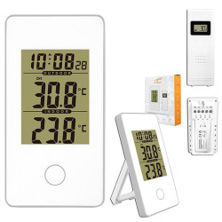 Stacja pogody bezp. STP02 biała temp., zegar, budzik, /meteo/