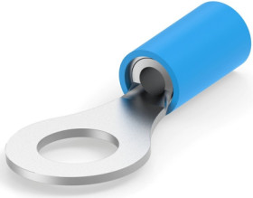 Insulated ring cable lug, 1.25-2.0 mm², AWG 16 to 14, 6.35 mm, M6, blue, 320563
