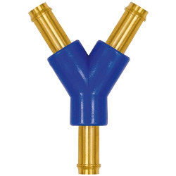 Y hose connection nozzle, L 20.2 mm, 10 bar, brass/POM, for hose, 133414