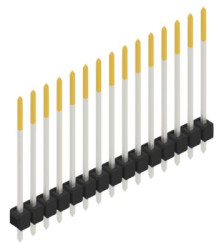 Pin header, 15 pole, pitch 2.54 mm, straight, black, 10048889