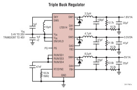 Triple Step-Down Switching Regulator with 100% Duty Cycle Operation
