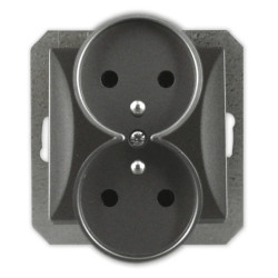 OPAL Gniazdo podwójne z uziemieniem do ramki grafitowe GPt-6/m Op GR