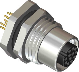 Złącze wielostykowe przemysłowe 12-pinowe M12 Montaż tylny Gniazdo RS PRO