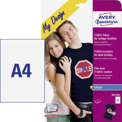 Avery-Zweckform MD1004 Inkjet T-Shirt Transfer Paper A4 for Dark Fabrics 8 Sheet