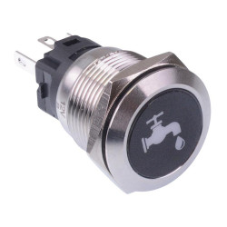 Water Label' Blue LED Momentary 19mm Vandal Push Button Switch SPDT 12V