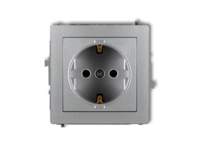DECO Gniazdo pojedyncze z uziemieniem schuko (przesłony torów prądowych) srebrny metalik 7DGP-1sp KARLIK