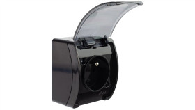 Gniazdo Hermetyczne Pojedyncze 2P+Z Natynkowe Ip44 Czarne / Przezroczyste...