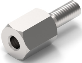 Hexagon spacer bolt, external/internal thread, M2/M2, 30 mm, brass, 971300244