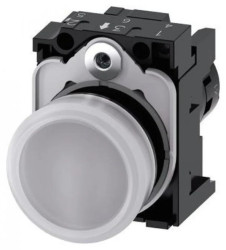 SIRIUS ACT, LAMPKA SYGNALIZACYJNA, KOMPAKTOWA, 22MM, OKRĄGŁA, TWORZYWO, BIAŁA, Z SOCZEWKĄ, GŁADKA, Z UCHWYTEM 3SU1201-6AB60-1AA0