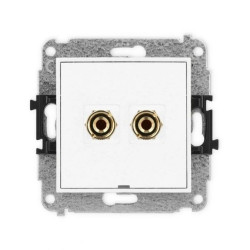 MINI Mechanizm gniazda głośnikowego pojedynczego, bez pola opisowego (typu banan - czerwony i czarny, pozłacany, 4 mm2, do lutow