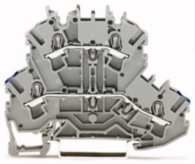 Feed-through/feed-through terminal block, spring-clamp connection, 0.25-4.0 mm², 2 pole, 24 A, 6 kV, gray, 2002-2202