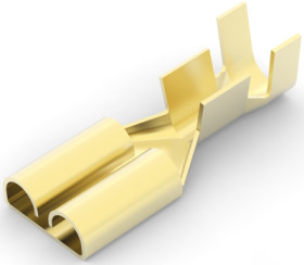 Uninsulated flat plug sleeve, 6.35 x 0.81 mm, 2.1 to 3.31 mm², AWG 14 to 12, brass, 170258-1