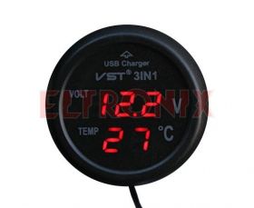 MODUŁ MIERNIKA VOLTOMIERZ+TERMOMETR+ŁADOWARKA USB VST706