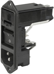 Combination element plug C14, 3 pole, screw mounting, plug-in connection, black, KD14.4101.151