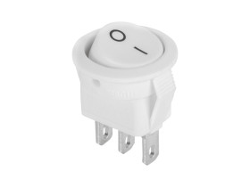 Złącze przełącznik kołyskowy okrągły 3 PIN 3A/250V biały