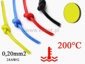 Kabel silikonowy żółty; cynowana miedź 0,20mm2