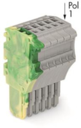 1-wire female connector, 6 pole, pitch 3.5 mm, straight, green-yellow/gray, 2020-106/000-037