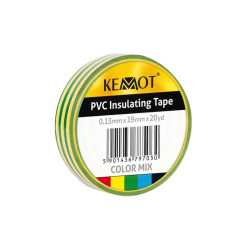TAŚMA IZOLACYJNA ŻÓŁTO-ZIELONA 20Y PVC KEMOT 0,13x19mm