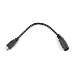 Adapter gniazdo 5,5/2,1mm - wtyk microUSB z przewodem 15cm