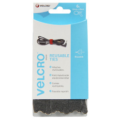 VELCRO&#xAE; Brand VEL-EC60388 Reusable Ties 12mm x 20cm Black 6 Pieces