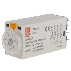 Timer Relay Wciskane 24V dc 4PDT 4-stykowy RS PRO 4PDT 0.5 → 10min jednofunkcyjny