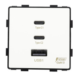 Moduł - Ładowarka USB GaN 65W USB-A + 2x USB-C - biała - Tawoia Glass