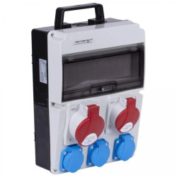 Rozdzielnica budowlana CAS_1 hermetyczna IP54 Bez zabezpieczeń + 32A/5P + 16A/5P + 3x230V/2P+Z DOKTORVOLT DV-8102-F