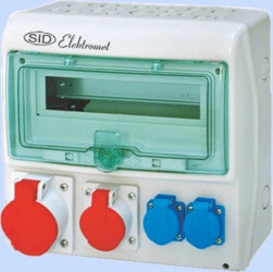 Rozdzielnica RSS-03 okienko 12 modułów okablowana 1x63A 3P+N+Z 400V, 1x32A 3P+N+Z 400V, 1x16A 3P+N+Z 400V IP44 942035