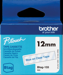 BTAG133 Labelling tape, blue on clear, 12 mm, Btag