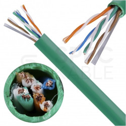 Kabel sieciowy U/UTP kat.5e skrętka 4x2x0,48mm wewnętrzny PVC zielony linka Alantec