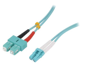 Patch cord światłowodowy OM3 LC/UPC,SC/UPC 1m LSZH turkusowy FP3LS01
