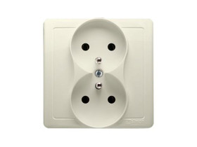 SIMON BASIC Gniazdo podwójne z uziemieniem z ramką beż BMGZ2/12 KONTAKT SIMON