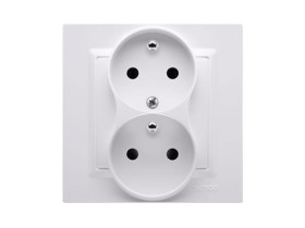 SIMON 10 Gniazdo podwójne z uziemieniem z funkcją niezmienności faz z ramką zaciski śrubowe biały CGZ2T/11 KONTAKT SIMON