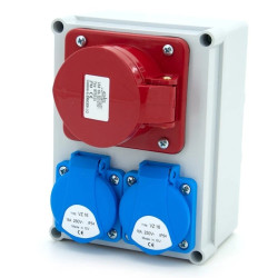 Rozdzielnica budowlana 16A/5P + 2*GS 230V, obudowa naścienna, ELS Elektrotechnika, N210