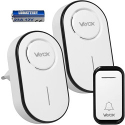 Dzwonek bezprzewodowy 110-240V / przycisk na baterie 23A12V biały VA0406 Vayox