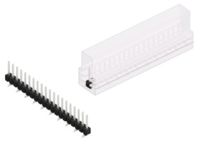 Pin header, 20 pole, pitch 2.54 mm, angled, black, 10047477