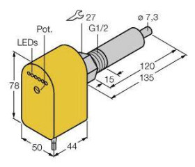 Turck 6870026 Czujnik zanurzeniowy FCS-G1/2A4P-AP8X/L120, 19.2 - 28.8 V/DC, 1 szt.