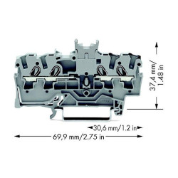 WAGO 2001-1441 Dbl. Potential Terminal Block Grey 2.5mm&#xB2;