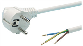 Przwód Przyłączeniowy W Wtyczką Kątowa Uni-Schucko 2M H03vv-F 3X0,75 Biały...